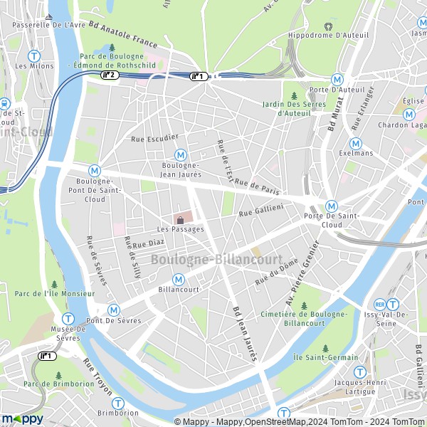 La carte pour la ville de Boulogne-Billancourt 92100
